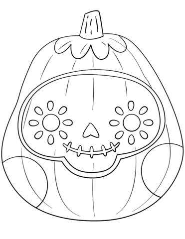 Pumpkin Sugar Skull Coloring Page